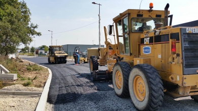 Chantier d'une route en enrobé basse énergie